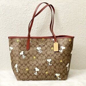 Coach Brown Snoopy and Woodstock Tote